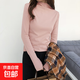 秋季高領(lǐng)打底衫女內(nèi)搭新款體恤長袖t恤打底百搭上衣半高領(lǐng)YXQ8003 粉紅色 XL 參考115-125斤