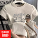 白色歐貨t恤女裝正肩短袖2025夏季新款顯瘦純棉星星字母印花上衣 白灰色 M （85-105斤）