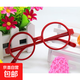 方形鏡框無(wú)鏡片男女攝影道具兒童表演圓形可愛(ài)眼睛架子寶寶太子鏡 紅色