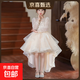 高端女童禮服公主裙秋季2025新款女孩走秀演出裙子秋裝兒童公主裙 2766香檳色長(cháng)袖 140