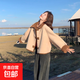 皮毛一體外套女春秋新款雙面可穿羊羔毛初冬加厚短款女裝外套 咖色兩面穿外套 L