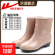 上?；亓?23短筒雨鞋女防水防滑pvc耐磨雨靴塑膠防摔中筒女款批發(fā) 523卡其色 38