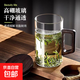 耐高溫玻璃茶杯高硼硅綠茶杯月牙過(guò)濾網(wǎng)泡茶杯家用高檔木把杯子 木把透明色月牙杯（無(wú)蓋)400毫升