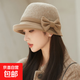 赫本風(fēng)蝴蝶結羊毛漁夫帽子女士高檔時(shí)尚秋冬季輕奢保暖禮帽盆帽子 赫本風(fēng)蝴蝶結羊毛漁夫帽【卡其色】