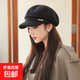 韓版秋冬新品毛呢八角帽日系復古風(fēng)云朵帽大帽頂顯臉小報童帽子潮 黑色