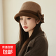 赫本風(fēng)蝴蝶結羊毛漁夫帽子女士高檔時(shí)尚秋冬季輕奢保暖禮帽盆帽子 赫本風(fēng)蝴蝶結羊毛漁夫帽【咖啡色】