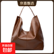 2026新款女包植鞣牛皮流行大容量質(zhì)感托特包百搭單肩腋下通勤包包 棕色 無(wú)禮盒