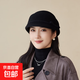 日系復古羊毛呢蝴蝶結馬術(shù)帽中老年女士英倫禮帽戶(hù)外保暖秋冬帽子 黑色 均碼
