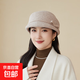 日系復古羊毛呢蝴蝶結馬術(shù)帽中老年女士英倫禮帽戶(hù)外保暖秋冬帽子 米色 均碼