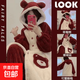 可愛(ài)珊瑚絨草莓熊睡衣女新款冬季加厚加絨家居服可外穿睡袍兩件套 口袋小熊睡袍套裝 帶褲子 L 160-170cm 55-65kg