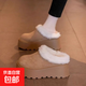 厚底增高雪地靴包頭半拖鞋女外穿2025新款冬季勃肯鞋加絨毛毛棉拖 卡其色 38