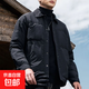輕薄羽絨服男冬季短款襯衫式外套防寒白鴨絨翻領(lǐng)菱形格夾克 黑色 L 【120-135斤】