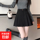 純色高腰百褶裙半身裙女2025加厚秋冬新款毛呢防走光顯瘦網(wǎng)紅短裙 6980【港風(fēng)A字短裙】毛呢料#黑色帶內襯 M (推薦95-105斤)