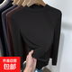 圓領(lǐng)德絨打底衫長(cháng)袖T恤女士秋2025冬季內搭修身顯瘦保暖長(cháng)T上衣QP 愚仁1044黑色 XL