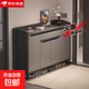 實(shí)木鞋柜門(mén)口入戶(hù)柜收納柜一體靠墻玄關(guān)柜家用門(mén)口樓道柜子儲物柜 【推薦款】墨硯灰120*32*100cm實(shí)木生態(tài)板
