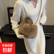 云朵毛絨毛毛手提褶皺新款包包2026新款女包單肩手提包斜挎包時(shí)尚 深咖