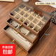 中式胡桃木首飾盒桌面飾品收納盒家用多格耳環(huán)項鏈珠寶盒生日禮物 美拉德三抽首飾盒-18格款