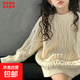 女童加厚保暖毛衣針織衫2025秋冬中大童寬松打底衫潮白色韓版純色 米白色 升級重磅品質(zhì) 160