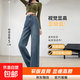 窄版直筒牛仔褲女春秋2025新款修身顯瘦高腰彈力寬松復古闊腿褲女 單扣#復古藍 常規 L 【110-120斤】