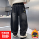 兒童加絨牛仔褲冬新款男童加絨褲子中大童長(cháng)褲直筒韓版秋季男孩潮 黑色 140 cm