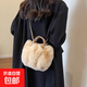 云朵毛絨毛毛手提褶皺新款包包2026新款女包單肩手提包斜挎包時(shí)尚 卡其