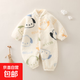 嬰兒秋冬款珊瑚絨睡衣小月齡寶寶加絨連體衣服冬季保暖打底法蘭絨 嗨皮狗 90cm