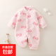 嬰兒秋冬款珊瑚絨睡衣小月齡寶寶加絨連體衣服冬季保暖打底法蘭絨 粉蝴蝶 90cm