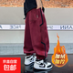 2025新款男童加絨褲子秋冬6-12歲10童裝中大童長(cháng)褲男孩運動(dòng)褲兒童 紅色加絨 140