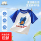 寶寶純棉撞色T恤兒童上衣夏季新款女童安可拉紅卡通短袖男童夏裝 【全棉吸汗】T91藍釣魚(yú)貓 80 cm
