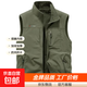 【多功能馬甲】?jì)擅娲┘咏q馬甲男秋冬款保暖休閑背心多口袋棉馬甲 軍綠色 加絨 XL 125-145斤