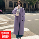 粉色毛呢大衣女外套2025新款韓版秋冬裝毛呢大衣毛呢女中長(cháng)款 紫色 3XL