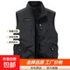 【多功能馬甲】?jì)擅娲┘咏q馬甲男秋冬款保暖休閑背心多口袋棉馬甲 黑色 加絨 4XL 180-195斤
