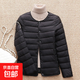 棉服女士?jì)饶懬锒驴钚奚肀Ｅ瘓A領(lǐng)內穿小棉襖輕薄短款棉衣外套女 黑色 標準顏色 XL 建議體重105-115斤 卡碼拍大