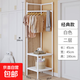 落地臥室室內家用掛衣架一體簡(jiǎn)易轉角衣架墻角衣服架床頭柜掛衣架 【基礎2層】墻角架-白