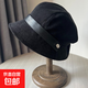 2025新款高級百搭帽子女秋冬燈芯絨漁夫帽黑色大頭圍顯臉小貝雷帽 新款燈芯絨貝雷帽【黑色】