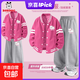 巴布豆卡樂(lè )兒童冬裝套裝2025新款女寶棒球服夾棉可愛(ài)女童一體絨運動(dòng)褲 飛狗巴布K玫紅+飛狗巴布K花灰 140