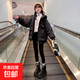 女童棉服冬裝2024新款洋氣棉襖外套兒童中大童冬季短款棉服棉衣厚 黑色 升級重磅品質(zhì) 170