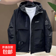 男士外套秋冬季棉衣流行時(shí)尚潮牌寬松連帽工裝夾克戶(hù)外沖鋒衣炸街 黑 2XL