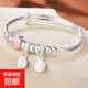 櫻花平安純銀手鐲女9999足銀琺瑯女童兒童大童女孩學(xué)生小孩銀鐲子 櫻花銀手鐲 約16克+禮物證書(shū)