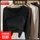 雙面德絨方領(lǐng)打底衫秋冬新款內搭修身長(cháng)袖T恤女加絨保暖上衣潮RL D002#黑色 L 【95-110斤】