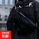 新款磁吸扣男士斜挎包大容量通勤騎行背包運動(dòng)胸包單肩包跑步防水 【標準插扣款】黑色