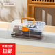 書(shū)法毛筆工具收納盒帶提手大容量塑料盒小學(xué)生便攜美術(shù)繪畫(huà)收納箱 大號透明黃收納盒
