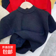 2025年男童軟糯毛衣打底衫兒童春秋裝毛衣女寶寶半高領(lǐng)打底針織衫 黑色加絨毛衣 150