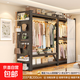 落地開(kāi)放式衣柜衣帽間收納女生臥室家用金屬簡(jiǎn)易貨架 黑色三層組合2050*600*2000