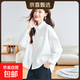 100%純棉白襯衫女長(cháng)秋裝新款寬松慵懶感上衣韓版休閑襯衣通勤 白色 L