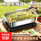 戶(hù)外野餐烤魚(yú)盤(pán)長(cháng)方形家用不銹鋼加深電磁爐烤魚(yú)專(zhuān)用盤(pán)烤魚(yú)爐烤盤(pán) 中號【36cm】雙柄烤魚(yú)盤(pán)