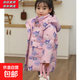 2025新款兒童羽絨棉服女童中長(cháng)款加厚韓版印花庫洛米寶寶冬裝外套 粉紅色 【防水加絨加厚不跑絨】 140 建議身高135CM左右
