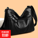 日韓單肩包2026新款女包多層包中年女士媽媽包大容量真牛皮軟皮包 黑色