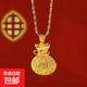 仿越南沙金花絲鏤空吊墜項鏈黃銅鍍金復古鏤空錢(qián)袋吊墜項鏈配飾 福袋+金鏈