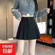氣質(zhì)小香風(fēng)毛呢半身裙女秋冬季甜美減齡高腰顯瘦遮胯A字百褶短裙 6980氣質(zhì)黑【毛呢短裙】 S (推薦【80-95斤】)